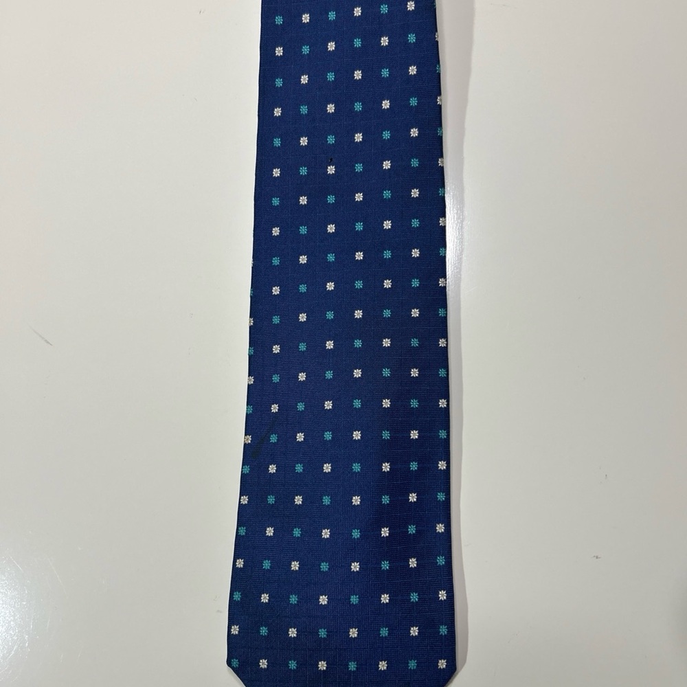Underwood Club Adjustable 100% Silk Tie Men’s Blue Teal White Geometric Designs